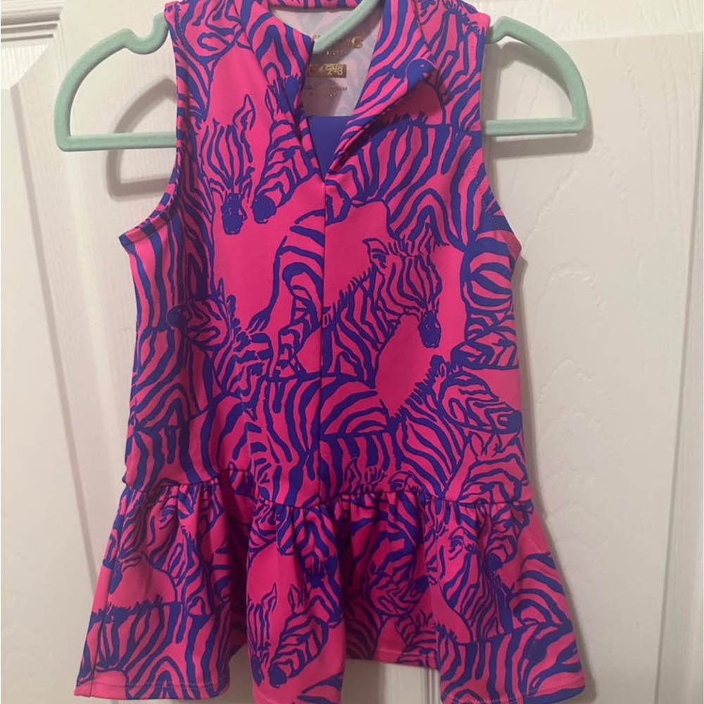 Lilly Pulitzer Pink and Blue Zebra Kids Blouse